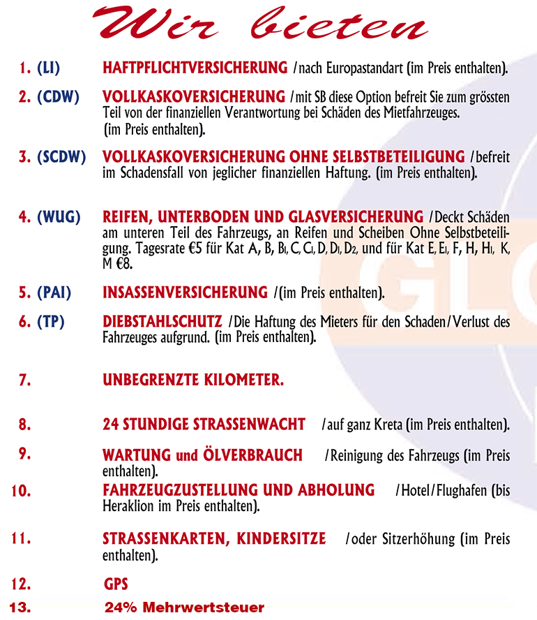 Autovermietungsbedingungen - Deutsch Version